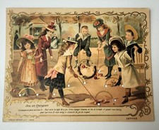 Chromo a Systeme Jeu de Croquet au Bon Marche Paris French Victorian Trade Card