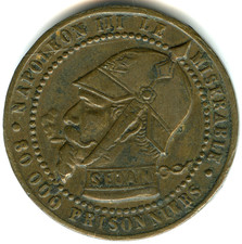 module 5 centimes , médaille satirique Napoléon III le misérable 1870 n°7304