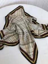 Foulard Carré de soie Georges Rech Quadrillage Roulotté main Cadeau Femme (FO217