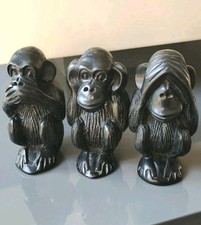 Sculptures/Figurines "Les 3 Singes de la Sagesse". En Fibre Verre/Résine, 12 cm