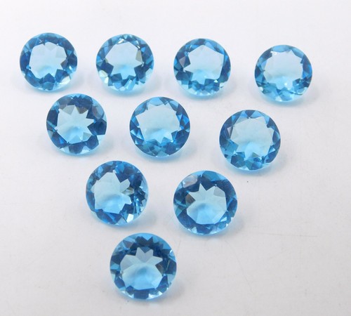 Topaze bleu rond coupe - 12,