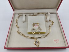 PARURE MATY COLLIER ET BO EN LOSANGE PLAQUÉ OR