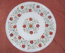 12 " Marbre Blanc Coin Fin Table Top Demi Précieux Pierres Incrustation Art