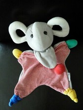 50. DOUDOU PLAT STERNTALER ELEPHANT GRIS ROUGE RAYE BLANC VERT BILLES EXC. ETAT