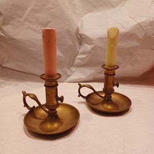 2 X vintage laiton Bougeoir poussoir /  brass candle holders