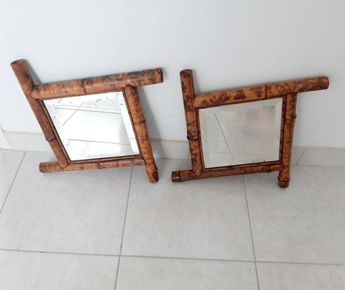 Deux miroirs bambou biseautés