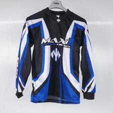 Maillot pour moto cross col V MAX ONE M Polyester sublimé Noir Blanc Bleu