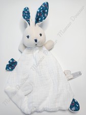 Doudou Plat Lange Lapin Blanc Beige Bleu/Vert Fleurs Nature K'doux Kdoux - Kaloo