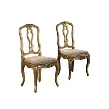 Paire de Chaises Bois Doré -