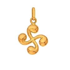 Dolly-Bijoux Pendentif CROIX BASQUE FIL DEMI-BOMBE 1.2Gr d'Or Massif 18K