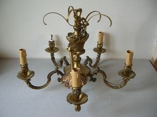 Ancien lustre 5 feux en bronze massif de 50 cm pour 6 kg