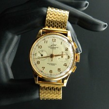 O950 - Montre Chronographe Vintage Javil Tout Or jaune 18K - 37,5 mm dia - 1960'
