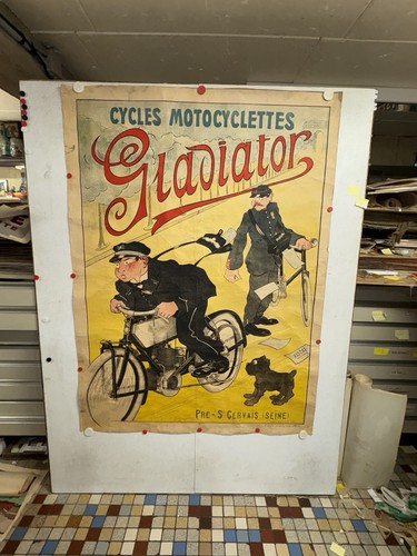 Rare affiche ancienne - , moto