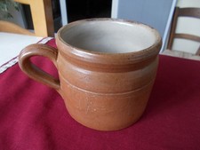 Ancien pot à rillettes, graisse , sel, en grès,  marqué 1.