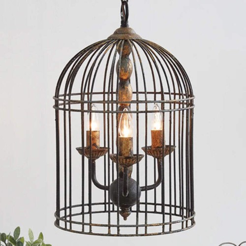 Rustic bird cage pendant lamp - rustic,