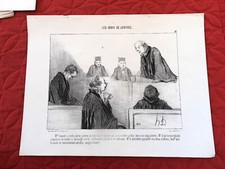 LITHOGRAPHIE illustré par DAUMIER Tirée sur blanc  vers 1850 GENS JUSTICE AVOCAT