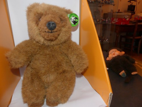 Ours peluche marron - marron, etiquette