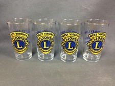 Lot de 4 anciens verres bord doré vintage Lion's International Duddley L. SIMMS
