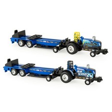 Ertl 1/64 Neuf Holland Bleu Blazes Minuit à Tirer Tracteur Traîneaux 37940-SET