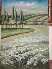 Tableau Paysage Peint À La Main Huile Sur Toile 60x90 CM Avec Cadre Sujet Unique