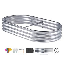 Jardinière Lit de Jardin Surélevé Potager Métal Galvanisé 182,5x92,5x28cm