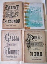 4 PARTITIONS OPÉRAS EN MAUVAIS ÉTAT GOUNOD GALLIA ROMÉO JULIETTE MIREILLE FAUST