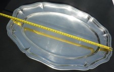 Plat de service Ercuis ovale ancien en métal argenté contour filet 1.5 kg /45 cm