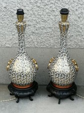 2 lampes porcelaine 1000 Cranes' Yamazaki Kutani Yaki cranes grues japan lamp