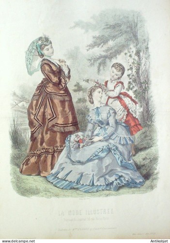 Gravure mode illustree 1870 - gravure,