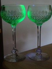 VILLEROY BOCH CRISTAL TAILLER 2 ANCIENS VERRES VIN DU RHIN MOD TREVERIS OURALINE