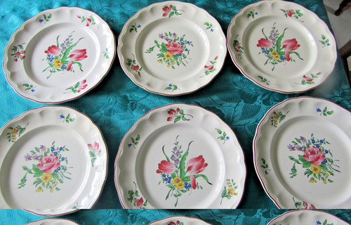 Assiettes plates faïence - 6, en