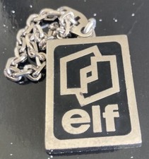 PORTE-CLES Métal  - ELF 1980s - Logo Garages / Station Service - Vintage -