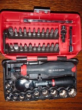 Coffret douilles et cliquet Facom, 38 éléments, douilles 12 pans, pas en pouces