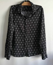 Chemise noire à motifs viscose regular T38 H&M (4502007)