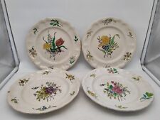 lot de 4 assiettes anciennes demi-porcelaine de Lunéville décor floral peint