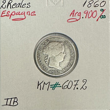 ESPAGNE - 2 REALES 1860 - Pièce de Monnaie en Argent // Qualité : TTB
