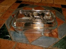 Beurrier Transparent En Verre Vintage    Motif vache
