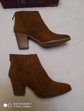 BOTTINES FEMME T40 CUIR DAIM COGNAC TTBE