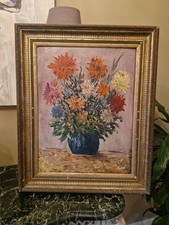 Peinture Ancienne Encadrée Représentant Un Bouquet De Fleurs