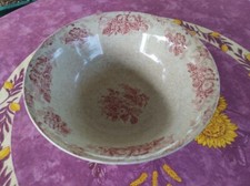 Saladier Faience Saint Amand Lebacqz et Bouchart Modèle Fleurs de Pommier Rose