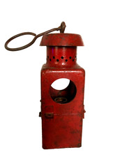 lanterne fanal  à pétrole en métal chemin de fer SNCF dans son jus décoration