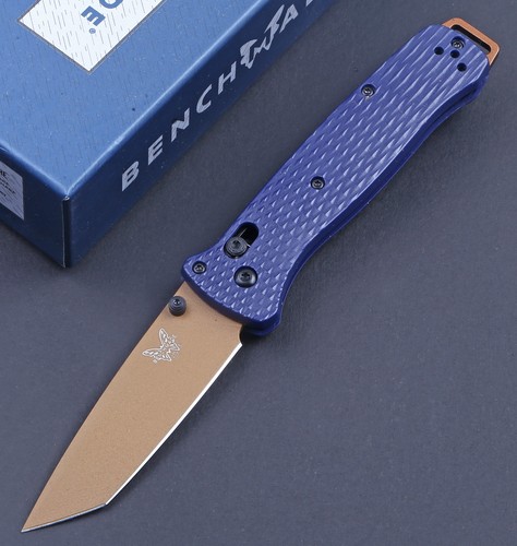 Blue glass fiber handle gold - glass,