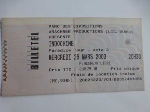 Indochine ticket concert - ticket,
