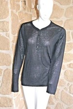 Pull gris/bleu col V avec