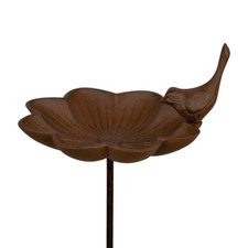 bain d'oiseaux sur tige / mangeoire à oiseau en fonte