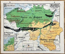 🌍Ancienne carte scolaire Vidal-Lablache 25, T32, 1940 – Belgique, Bruxelles