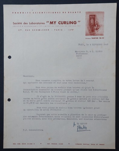 Facture paris 1947 labo - paris, my