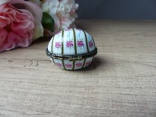 Boite à Bijoux Pilulier Oeuf en porcelaine Décor Fleurs Vintage
