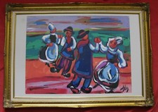 Exceptionnelle grande gouache  par Henri D'Anty1910-1998 " la danse Bretonne "
