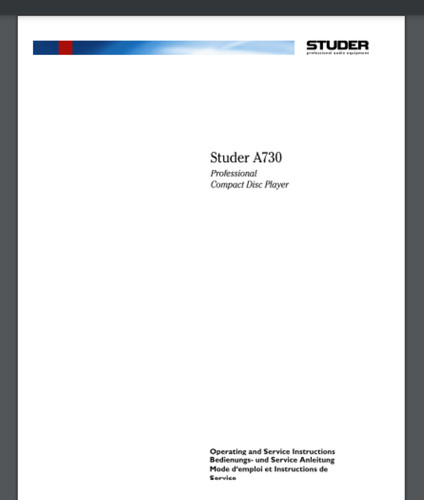 Studer a730 professional - a730, cd